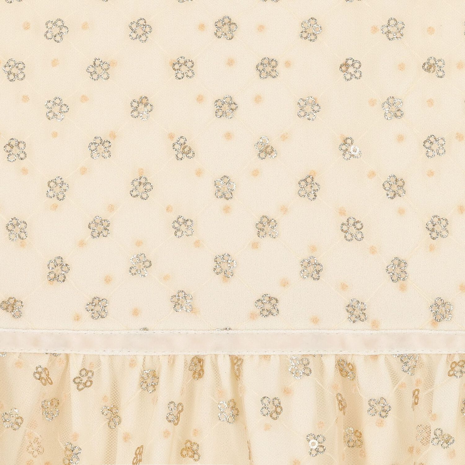 Girls Gold Sequined Tulle Dress, 1, hi-res