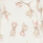 Baby Girls Ivory Teddy Bear & Rabbit Babygrow, 1, hi-res