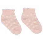 Younger Girls Ivory & Pink Socks ( 3 Pack ) , 2, hi-res