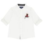 Boys White Teddy Bear Logo Shirt, 1, hi-res