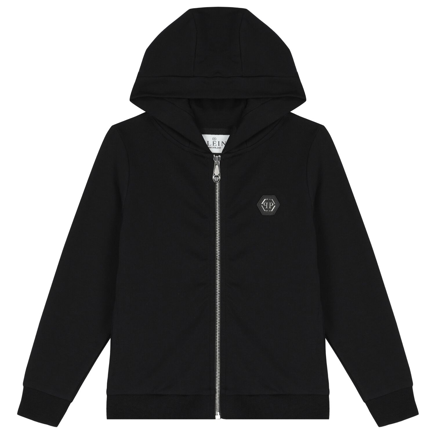 Boys Black Logo Hooded Zip Up Top, 1, hi-res image number null