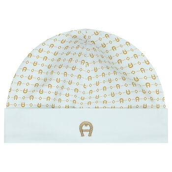 Baby Boys Blue & Gold Pima Cotton Logo Hat