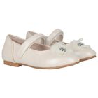 Girls Ivory Diamante Flower Shoes, 1, hi-res