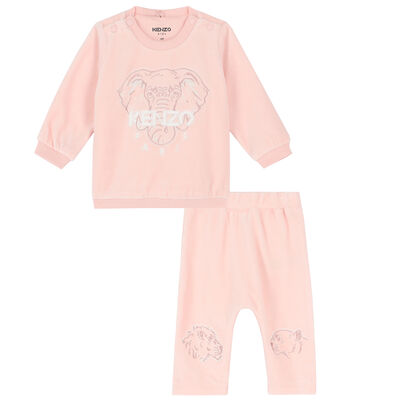 Baby Girls Pink Elephant Logo Tracksuit