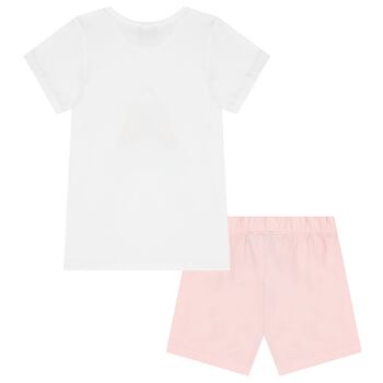 Girls White & Pink Shorts Set