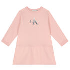Girls Pink Logo Dress, 1, hi-res