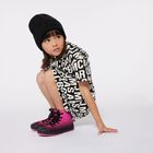 Girls Black & White Logo Hooded Dress, 1, hi-res