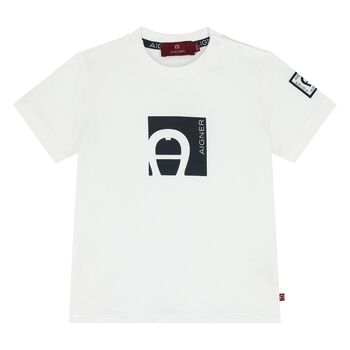 Younger Boys White Logo T-Shirt