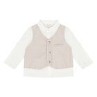 طقم شورت أولاد بالشعار باللون  البيج, 2, hi-res