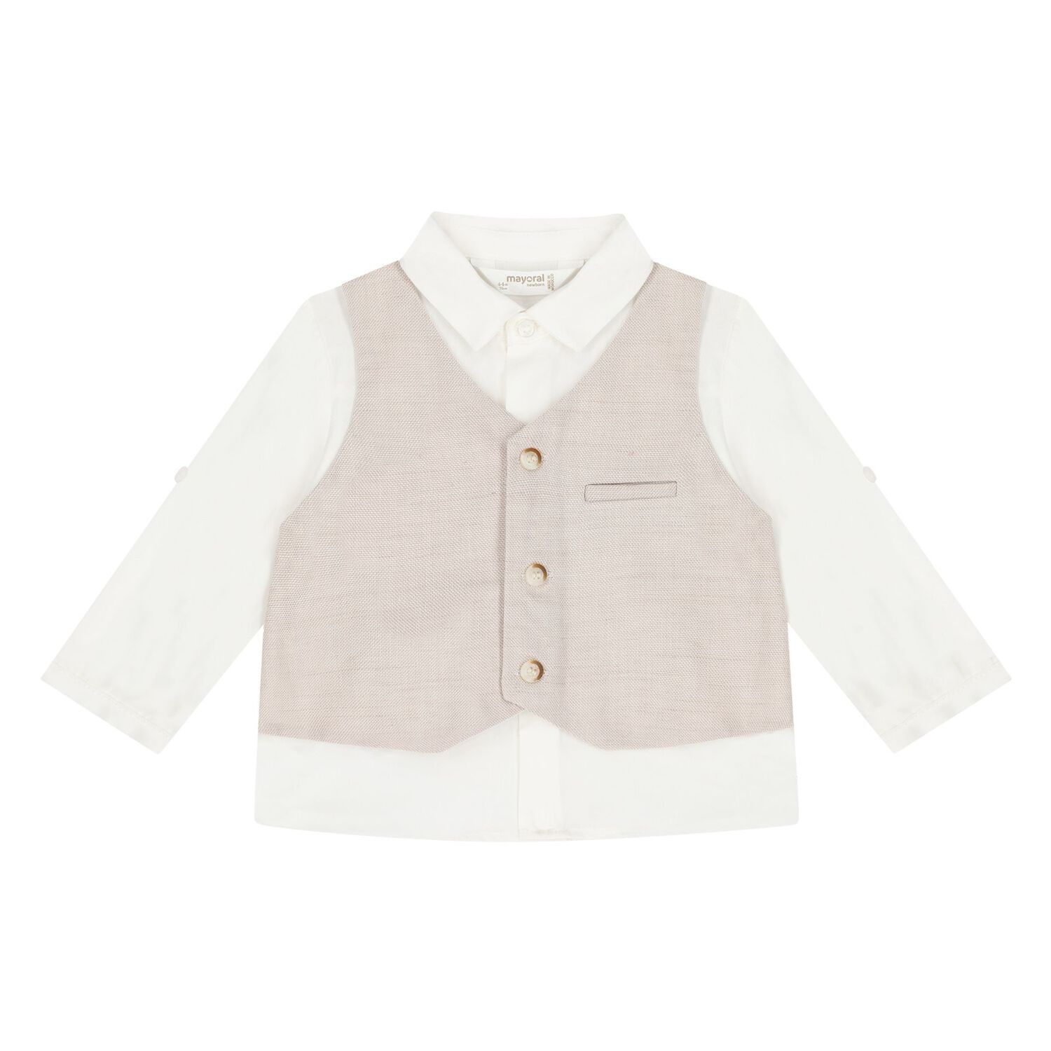 طقم شورت أولاد بالشعار باللون  البيج, 2, hi-res image number null