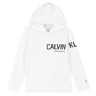 Boys White Logo Hooded Top, 2, hi-res