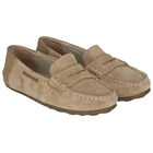 Boys Beige Suede Moccasins, 1, hi-res