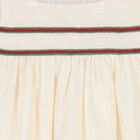 Younger Girls Beige Web Striped Dress, 1, hi-res