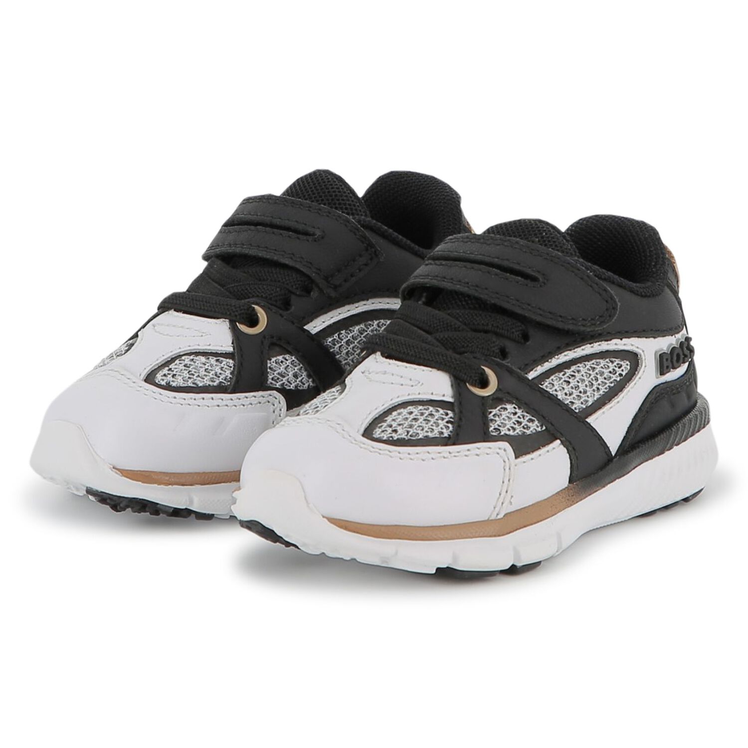 Boys Black & White Logo Trainers, 1, hi-res image number null