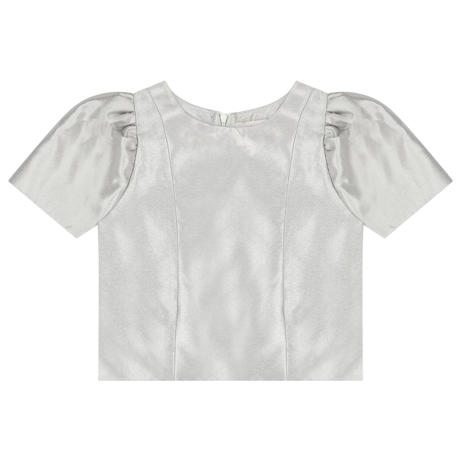 Girls Metallic Silver Bow Skirt Set, 1, hi-res