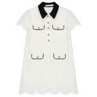 Girls White Guipure Lace Dress, 1, hi-res
