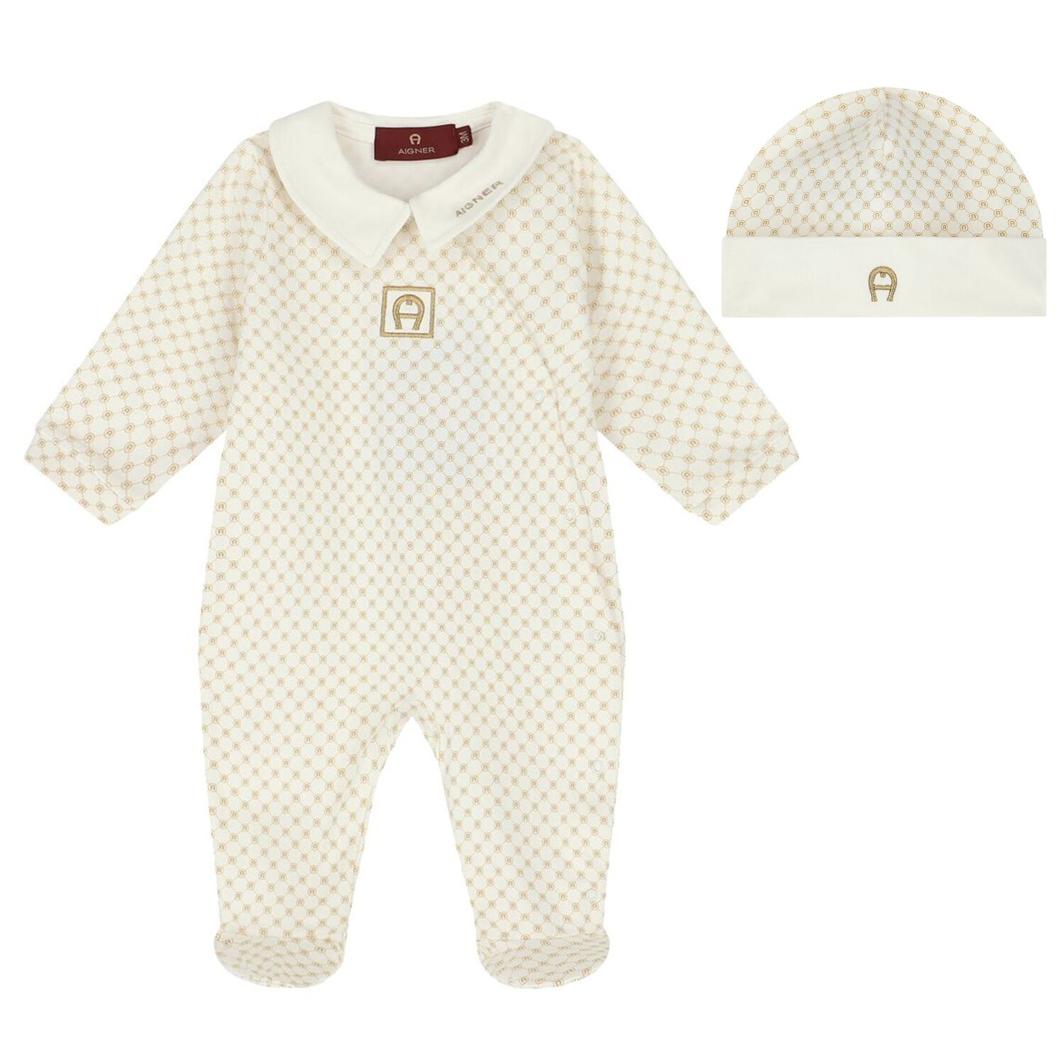 Ivory & Gold Logo Babygrow Gift Set, 1, hi-res