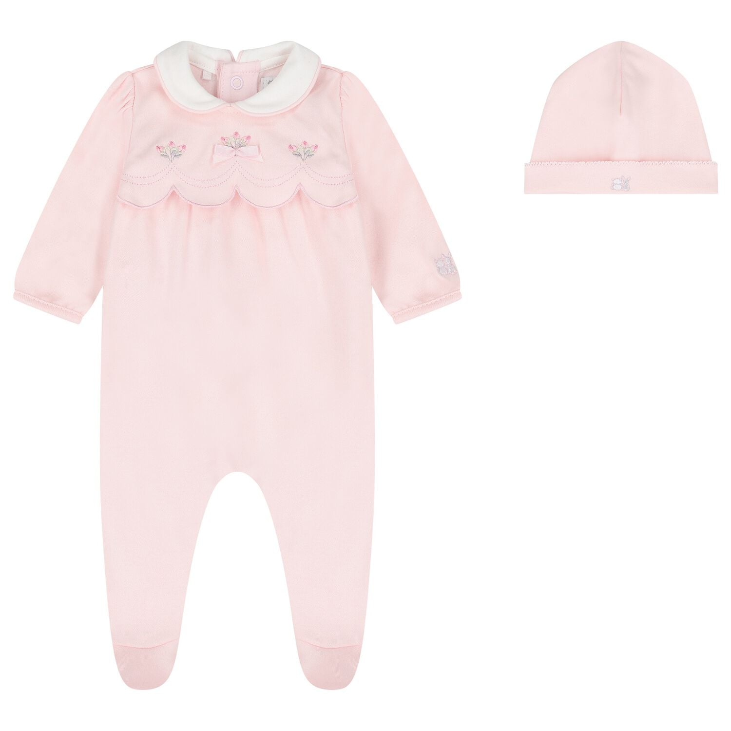 Baby Girls Pink Flower Babygrow Set, 1, hi-res