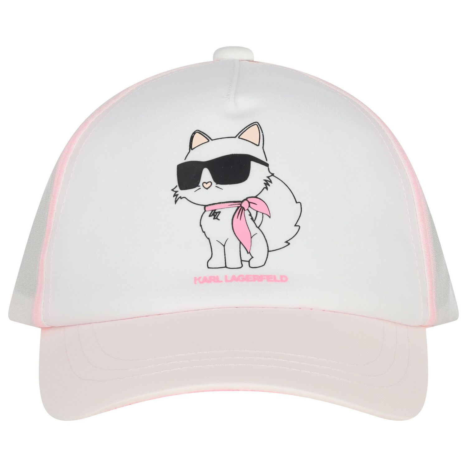 Girls White & Pink Choupette Cap, 1, hi-res