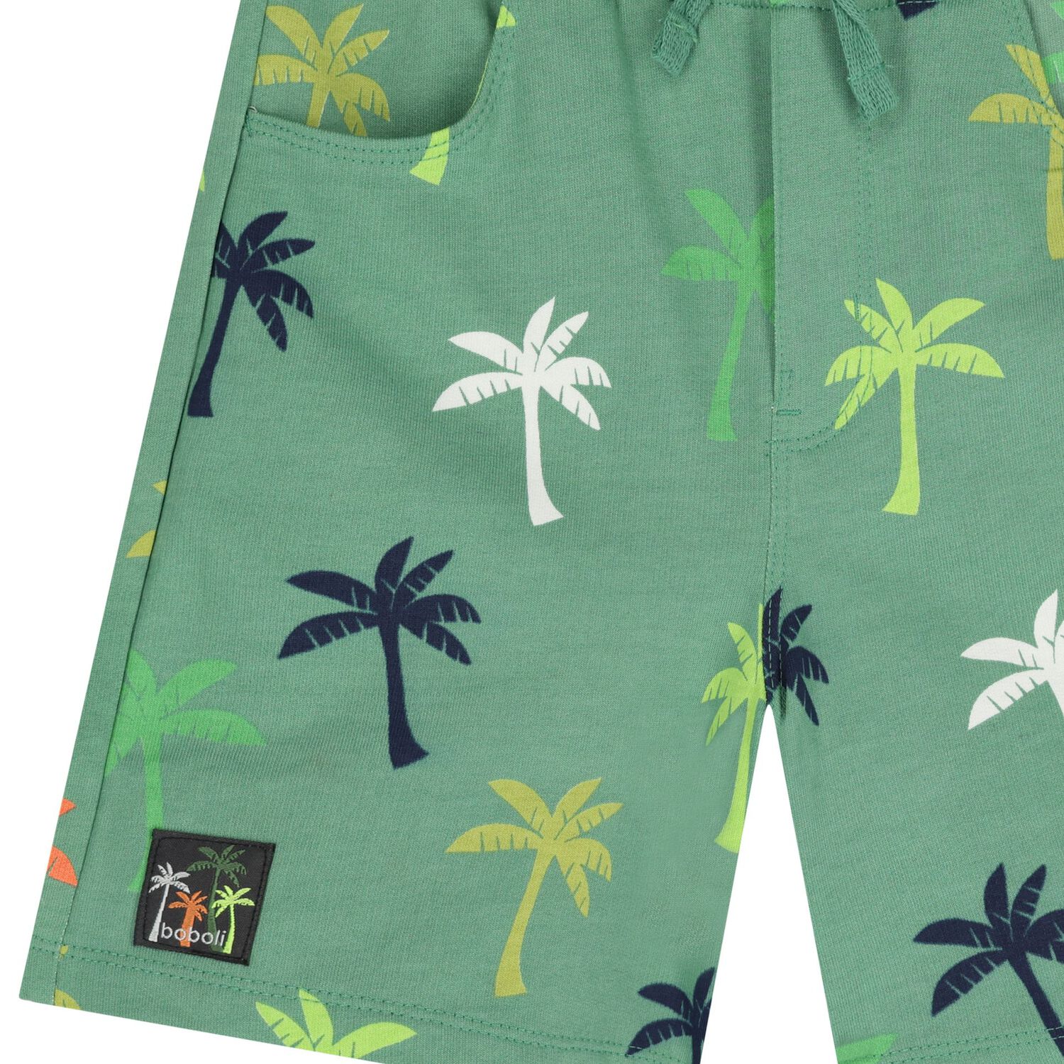 Boys Green Palm Tree Shorts, 1, hi-res