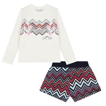 Girls Multi-Coloured Zig Zag Shorts Set