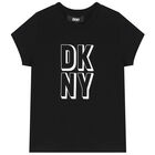 تيشيرت بالشعار باللون الاسود للبنات , 2, hi-res