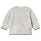 Baby Boys Grey Teddy Bear Knitted Jumper, 1, hi-res
