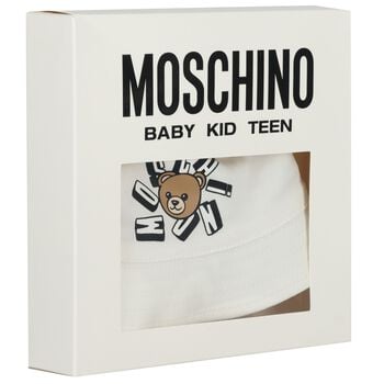 White Teddy Bear Logo Baby Hat