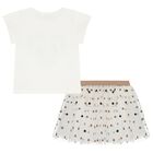 Girls Ivory & Beige Polka Dot Tulle Skirt Set, 2, hi-res