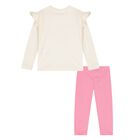 Younger Girls Ivory & Pink Leggings Set, 2, hi-res