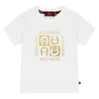Younger Boys White & Gold Logo T-Shirt, 1, hi-res