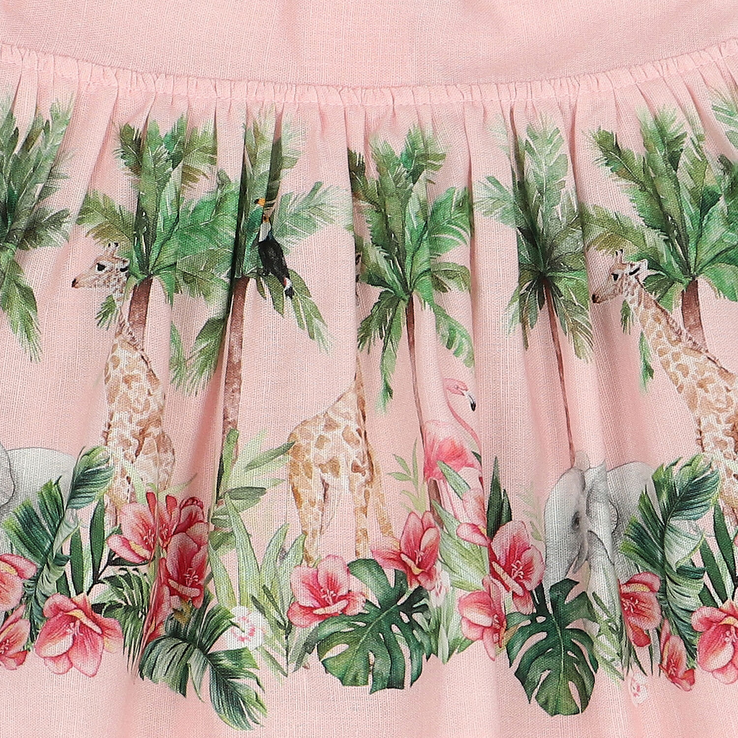 Younger Girls Pink Linen Dress, 1, hi-res