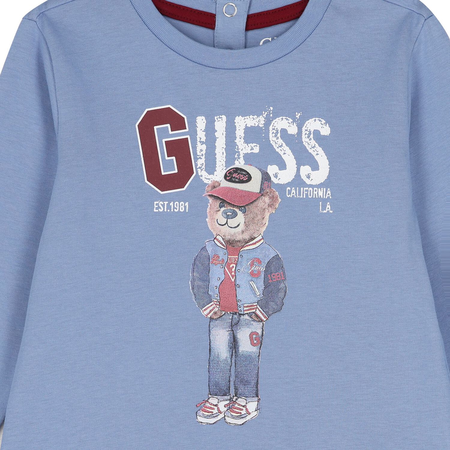 Baby Boys Blue Teddy Bear Logo Long Sleeve Top, 1, hi-res