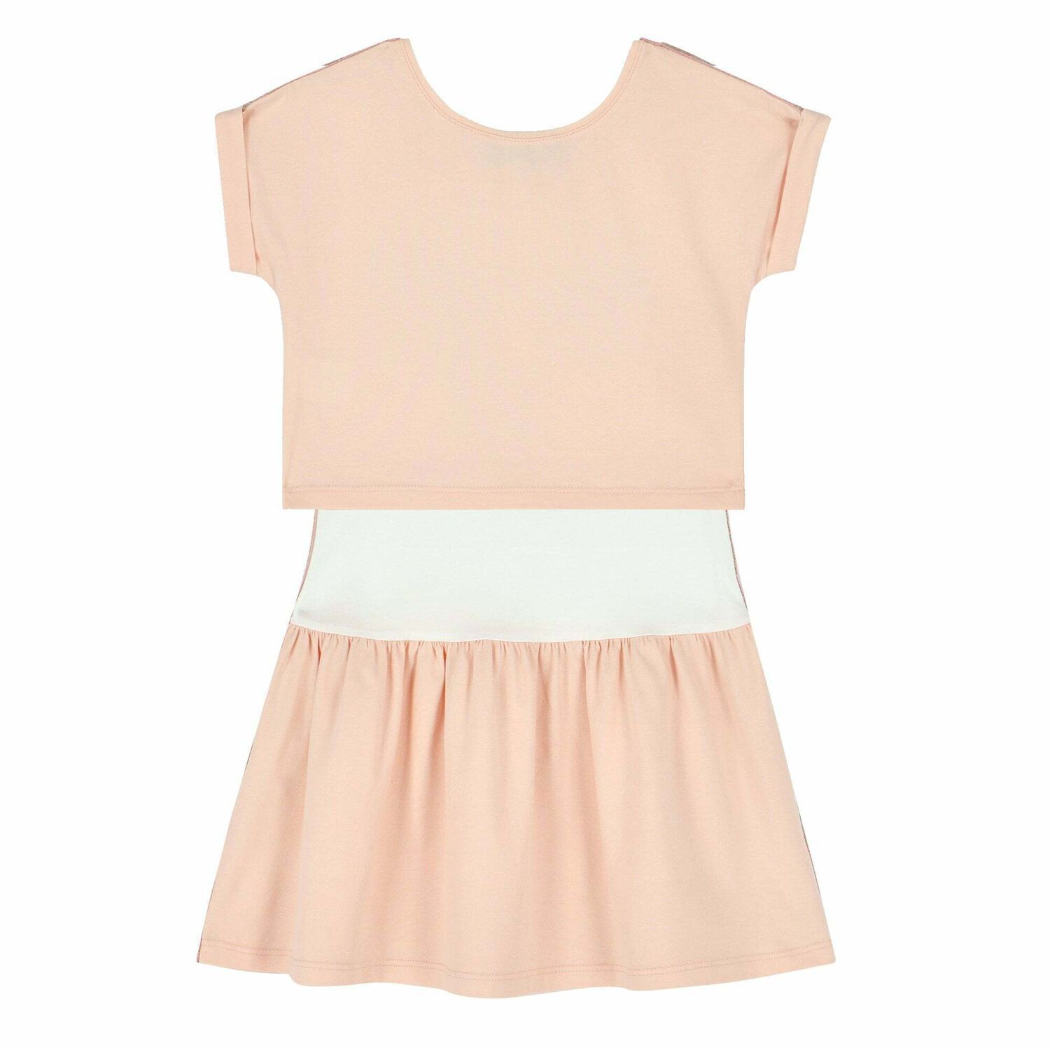 فستان قطعتين باللون الزهرى والابيض للبنات, 1, hi-res