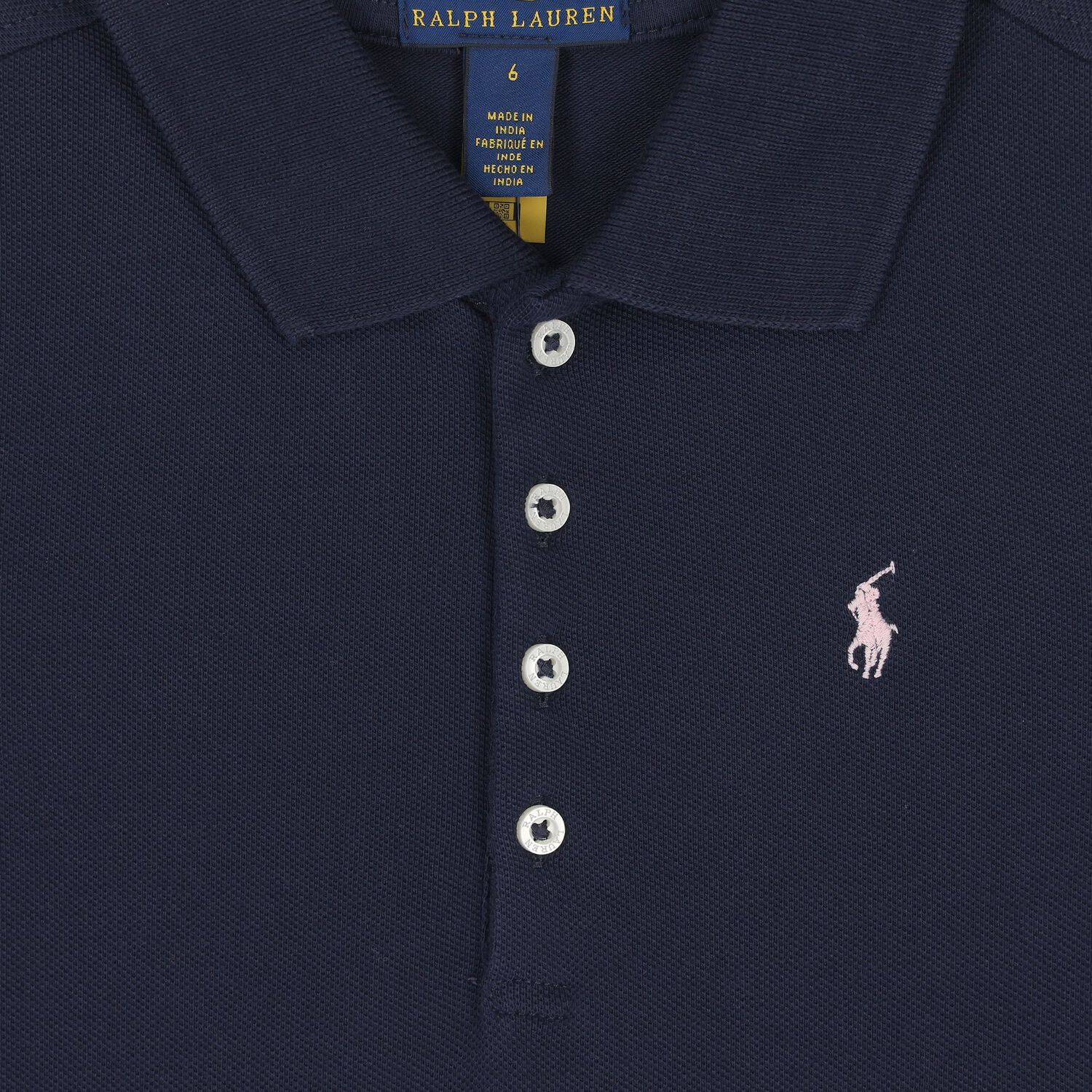 Girls Navy Blue Logo Polo Dress, 1, hi-res