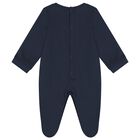 Baby Boys Navy Blue Logo Babygrow, 3, hi-res