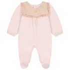 Baby Girls Pink & Gold Ruffled Babygrow, 2, hi-res