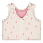 Girls Beige & Pink Strawberry Swim Vest, 1, hi-res