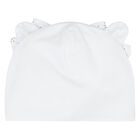 Baby Girls White Bow Hat, 1, hi-res