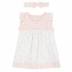 طقم فستان وربطة راس باللون الزهرى للبنات, 1, hi-res