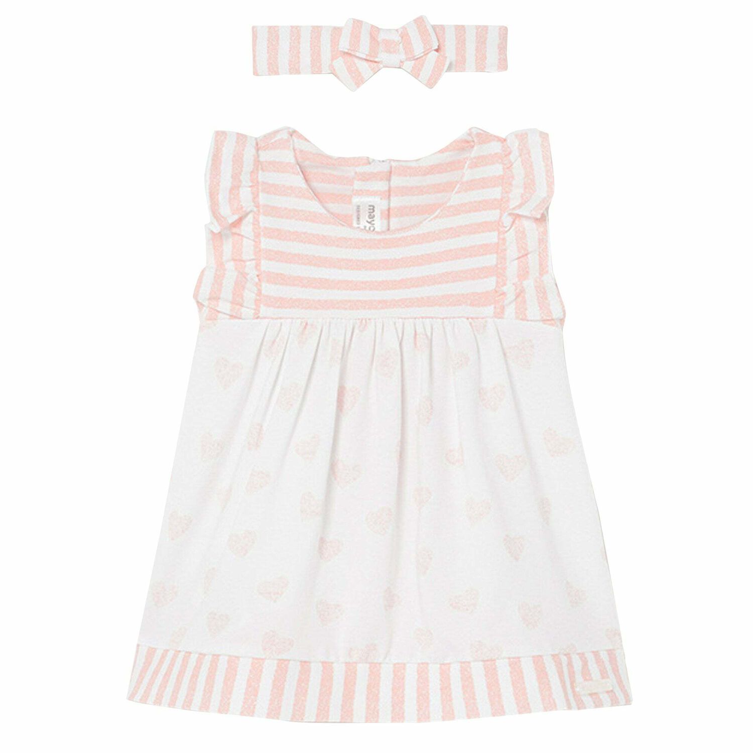 طقم فستان وربطة راس باللون الزهرى للبنات, 1, hi-res image number null