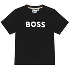 Younger Boys Black Logo T-Shirt, 4, hi-res
