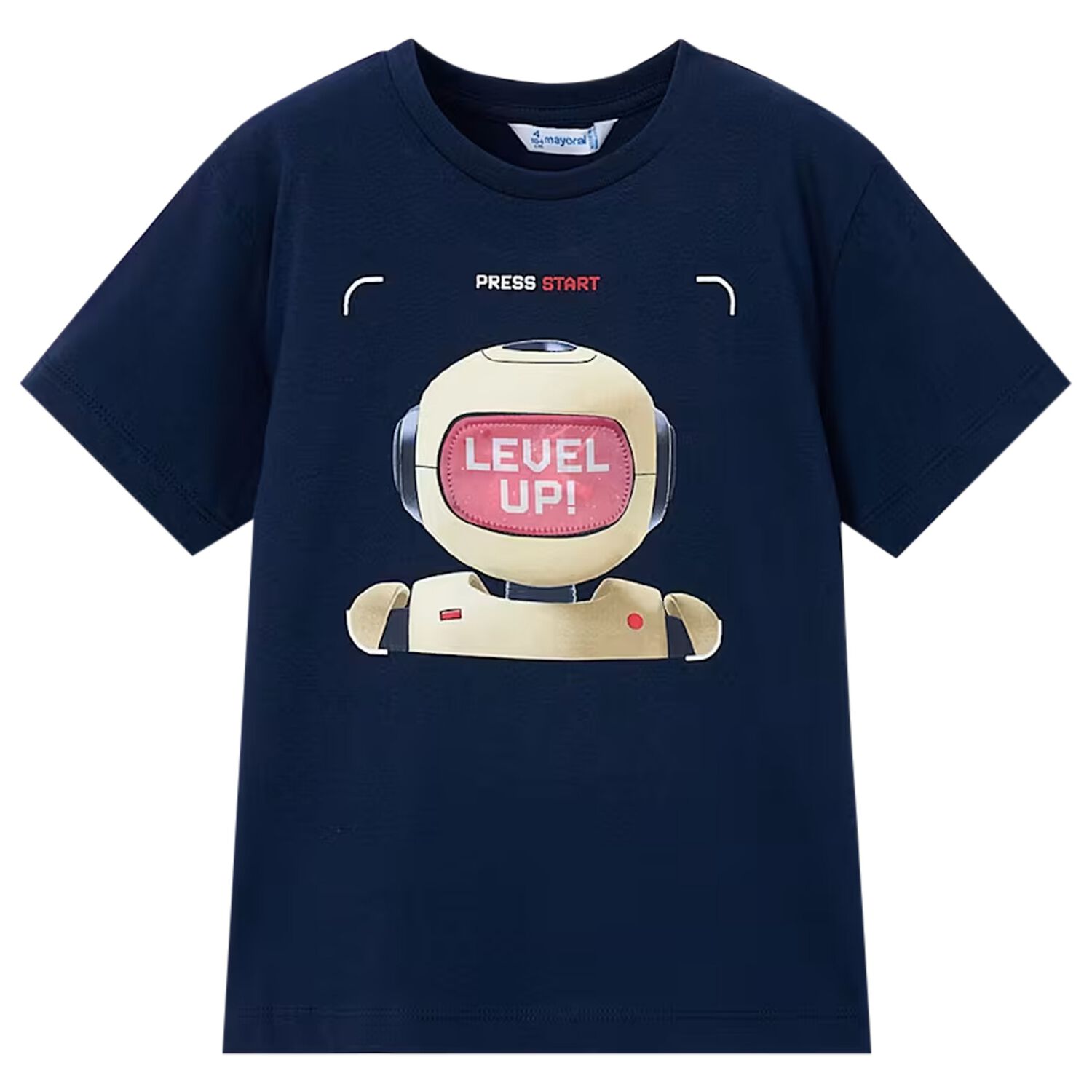Boys Navy Blue Robot T-Shirt, 2, hi-res
