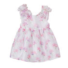Younger Girls White & Pink Floral Dress, 1, hi-res