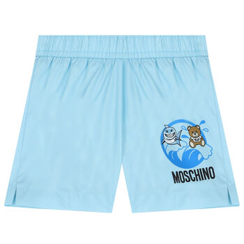 Younger Boys Blue Teddy Bear Logo Swim Shorts