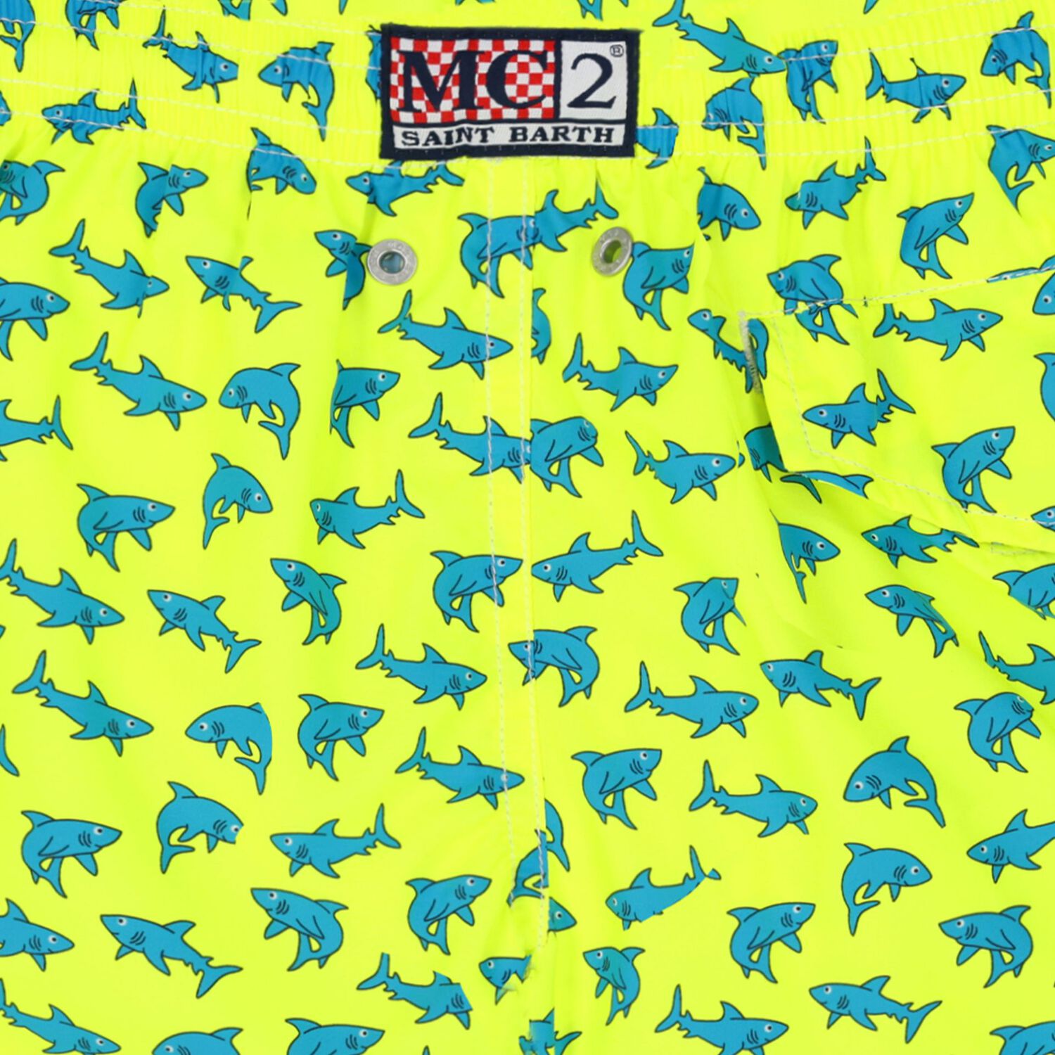 Boys Neon Yellow Sharks Swim Shorts, 1, hi-res image number null