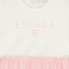 Younger Girls White & Pink Logo Tulle Dress, 1, hi-res