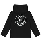 Boys Black Logo Hooded Zip Up Top, 1, hi-res