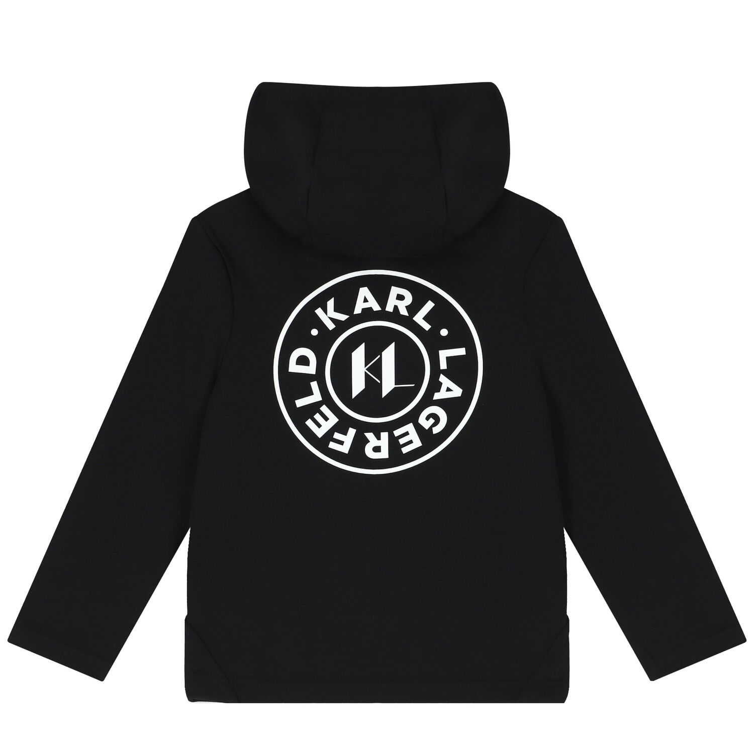 Boys Black Logo Hooded Zip Up Top, 1, hi-res