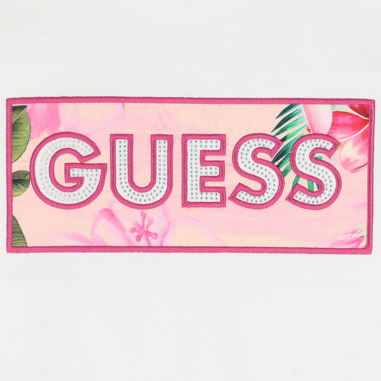 Girls White Rhinestones Logo Dress, 1, hi-res